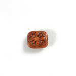 Plastic Engraved Bead - Rectangle 12x11MM INDOCHINE LIGHT BROWN