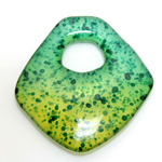 Plastic Pendant - Smooth Fancy Two Tone Speckled 55x3MM5MM GREEN YELLOW (PX2022)