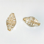 Plastic Engraved Bead - Fancy Bicone 19x11MM GOLD on CRYSTAL