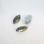 Plastic Flat Back 2-Hole Foiled Sew-On Stone - Navette 15x7MM BLACK DIAMOND