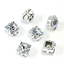 Crystal Stone in Metal Sew-On Setting - Square 08x8MM MAXIMA CRYSTAL-SILVER