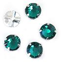 Crystal Stone in Metal Sew-On Setting - Rose Montee SS30 EMERALD-SILVER MAXIMA