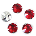 Crystal Stone in Metal Sew-On Setting - Rose Montee SS30 LT SIAM-SILVER MAXIMA
