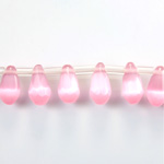 Fiber-Optic Faceted Pendant - Pear 10x6MM CAT'S EYE LT PINK