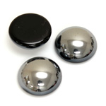 Glass Medium Dome Cabochon - Round 18MM Metallic Coated HEMATITE