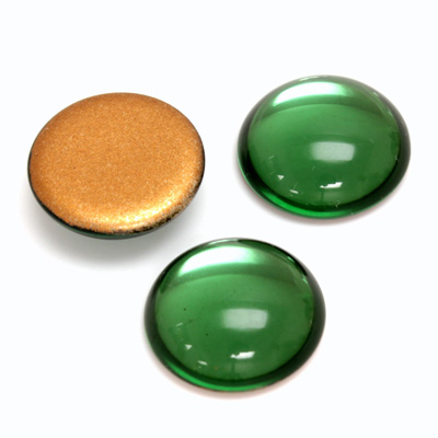 Glass Medium Dome Foiled Cabochon - Round 18MM TURMALINE