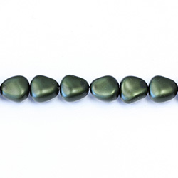 Czech Glass Pearl Bead - Potato 11x9.5MM MATTE HUNTER GREEN