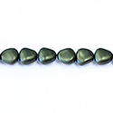 Czech Glass Pearl Bead - Potato 11x9.5MM MATTE HUNTER GREEN