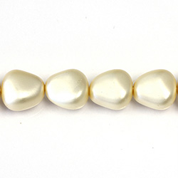 Czech Glass Pearl Bead - Potato 16x14MM MATTE CREME