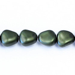 Czech Glass Pearl Bead - Potato 16x14MM MATTE HUNTER GREEN