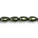 Czech Glass Pearl Bead - Baroque 15x9MM HUNTER GREEN 70958