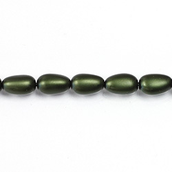 Czech Glass Pearl Bead - Baroque 12x7MM MATTE HUNTER GREEN