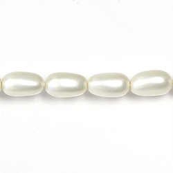 Czech Glass Pearl Bead - Baroque 15x9MM MATTE WHITE