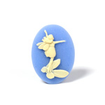 Plastic Cameo - Fairy Dancing Oval 25x18MM IVORY ON BLUE