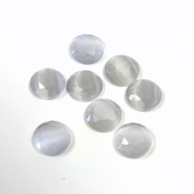 Fiber-Optic Flat Back Stone with Faceted Top and Table - Round 07MM CAT'S EYE LT GREY