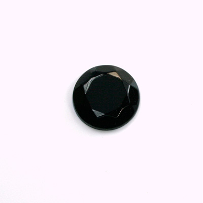 Glass Flat Back Rose Cut Stone - Round 13MM JET