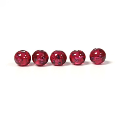 Czech Glass Lampwork Bead - Smooth Round 06MM Flower ON GARNET