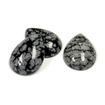 Gemstone Cabochon - Pear 18x13MM SNOWFLAKE OBSIDIAN