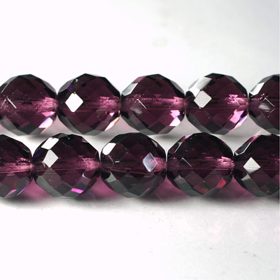 Czech Glass Fire Polish Bead - Round 12MM AMETHYST