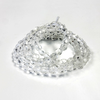 Glass Fire Polish Bead - Round 04MM CRYSTAL