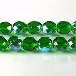 Czech Glass Fire Polish Bead - Round 10MM EMERALD AB