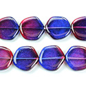 Czech Pressed Glass Bead - Smooth Flat Baroque Coin 15MM Coated GARNET DARK BLUE