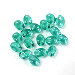 Preciosa Czech Pressed Glass 2-Hole Bead -Twin Oval 02.5x5MM EMERALD