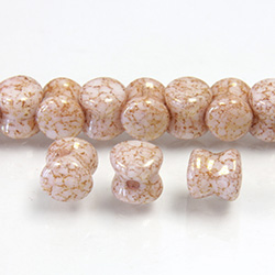 Preciosa Czech Pressed Glass Bead - Pellet 04x6MM CRYSTAL CHALKWHITE/ROSE LUMI