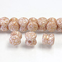 Preciosa Czech Pressed Glass Bead - Pellet 04x6MM CRYSTAL CHALKWHITE/ROSE LUMI