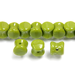 Preciosa Czech Pressed Glass Bead - Pellet 04x6MM OLIVE GREEN OPAQUE