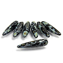 Preciosa Czech Pressed Glass Bead - Thorn 05x16MM BLACK TRAVERTINE