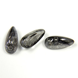 Preciosa Czech Pressed Glass 2-Hole Bead - Chilli 4x11MM CRYSTAL/GRAY