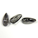 Preciosa Czech Pressed Glass 2-Hole Bead - Chilli 4x11MM CRYSTAL/GRAY