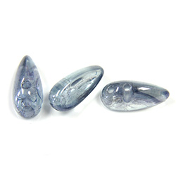 Preciosa Czech Pressed Glass 2-Hole Bead - Chilli 4x11MM BLUE LUMI