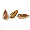 Preciosa Czech Pressed Glass 2-Hole Bead - Chilli 4x11MM CRYSTAL/AMBER