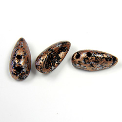 Preciosa Czech Pressed Glass 2-Hole Bead - Chilli 4x11MM JET/AGATE SILVER COPPER
