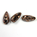 Preciosa Czech Pressed Glass 2-Hole Bead - Chilli 4x11MM JET/AGATE SILVER COPPER