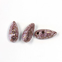 Preciosa Czech Pressed Glass 2-Hole Bead - Chilli 4x11MM ALABASTER-AGATE PURPLE