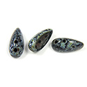 Preciosa Czech Pressed Glass 2-Hole Bead - Chilli 4x11MM BLACK TRAVERTINE