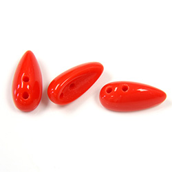 Preciosa Czech Pressed Glass 2-Hole Bead - Chilli 4x11MM CORALLINE