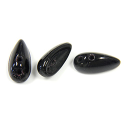 Preciosa Czech Pressed Glass 2-Hole Bead - Chilli 4x11MM JET