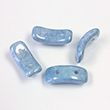 Preciosa Czech Pressed Glass 2-Hole Bead - Bow 03.5x15.5mm ALABASTER/BLUE