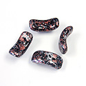 Preciosa Czech Pressed Glass 2-Hole Bead - Bow 03.5x15.5mm JET/ARGENT SILVER RED