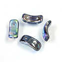 Preciosa Czech Pressed Glass 2-Hole Bead - Bow 03.5x15.5mm CRYSTAL/HELIO BLUE