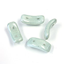 Preciosa Czech Pressed Glass 2-Hole Bead - Bow 03.5x15.5mm GREEN LUSTER