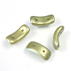 Preciosa Czech Pressed Glass 2-Hole Bead - Bow 03.5x15.5mm PEARL LT OLIVE
