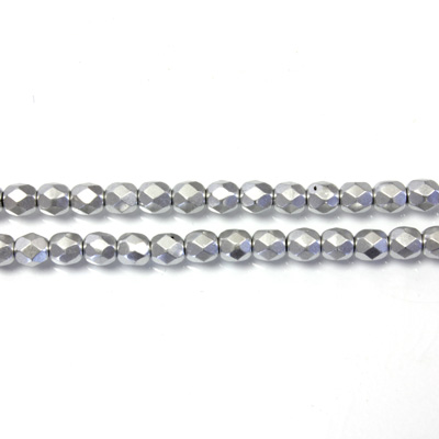 Czech Glass Fire Polish Bead - Round 04MM Full Coated Matte SILVER