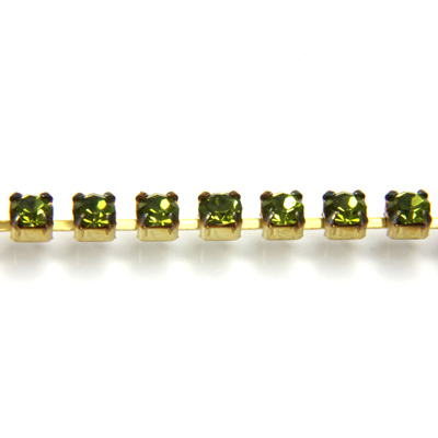 Preciosa Crystal Rhinestone Cup Chain - PP14 (SS6.5)  OLIVINE-RAW