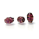 Czech Glass Lampwork Bead - Oval 12x8MM COPPER WRAP AMETHYST