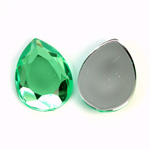 Plastic Flat Back Foiled Rose Cut Rhinestone - Pear 25x18MM PERIDOT